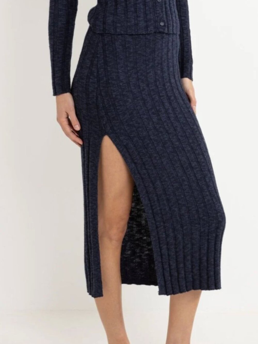 Rhythm Koko Knit Midi Skirt, Size S - Ink
